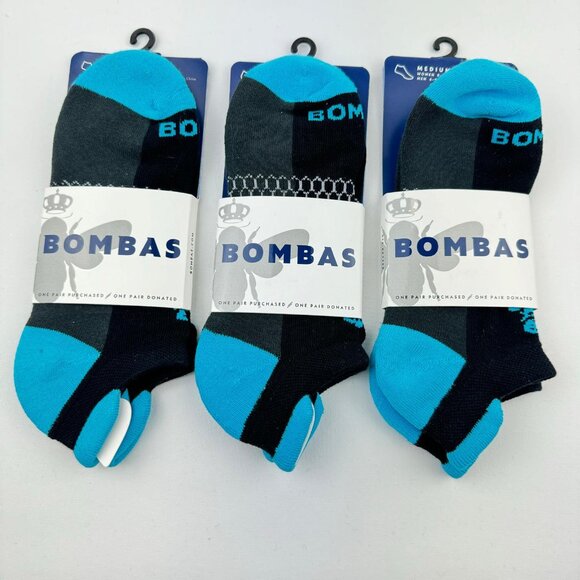 Bombas 3-Pack  Electric Blue/Black Ladies Ankle Sock - Picture 1 of 5